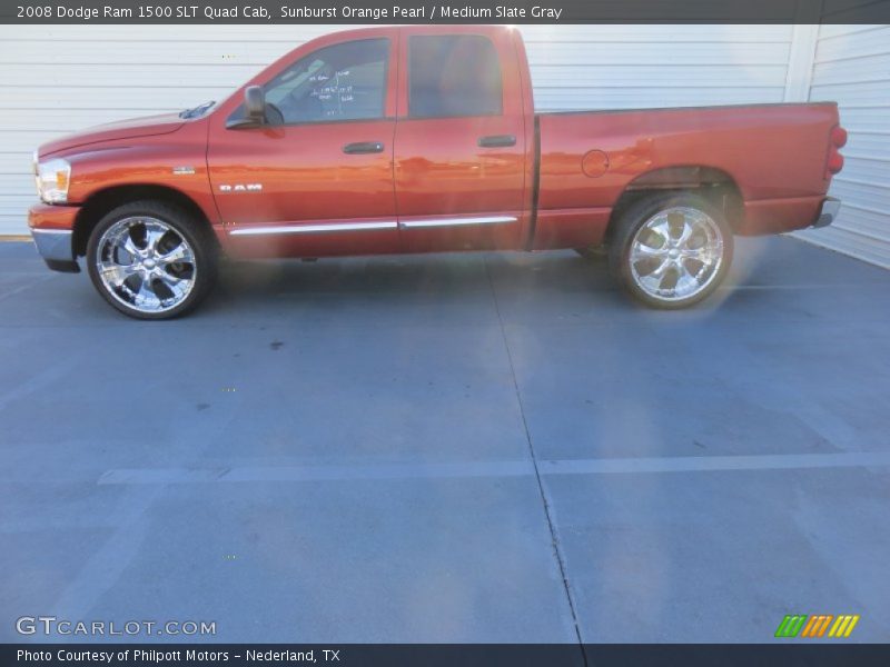 Sunburst Orange Pearl / Medium Slate Gray 2008 Dodge Ram 1500 SLT Quad Cab