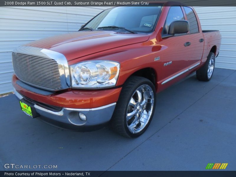Sunburst Orange Pearl / Medium Slate Gray 2008 Dodge Ram 1500 SLT Quad Cab
