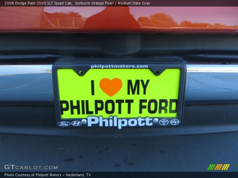 Sunburst Orange Pearl / Medium Slate Gray 2008 Dodge Ram 1500 SLT Quad Cab
