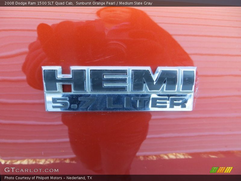 Sunburst Orange Pearl / Medium Slate Gray 2008 Dodge Ram 1500 SLT Quad Cab