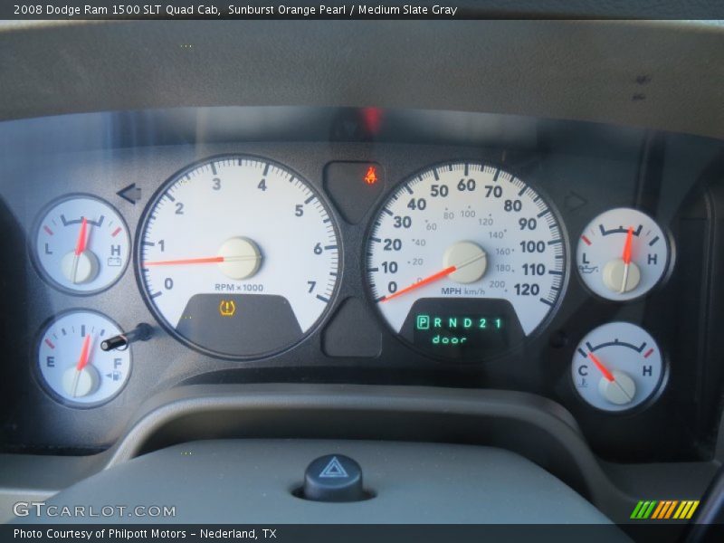 Sunburst Orange Pearl / Medium Slate Gray 2008 Dodge Ram 1500 SLT Quad Cab