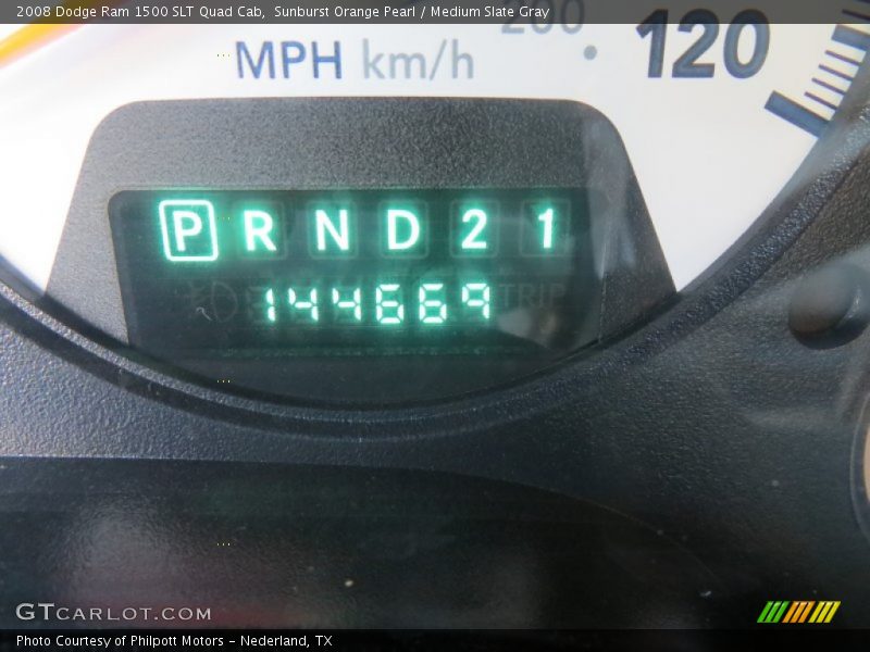 Sunburst Orange Pearl / Medium Slate Gray 2008 Dodge Ram 1500 SLT Quad Cab