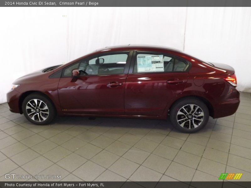 Crimson Pearl / Beige 2014 Honda Civic EX Sedan