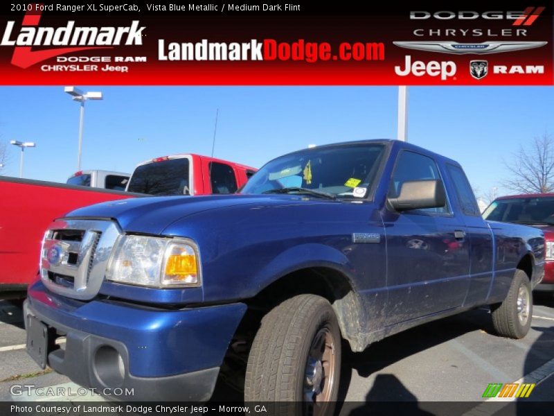 Vista Blue Metallic / Medium Dark Flint 2010 Ford Ranger XL SuperCab