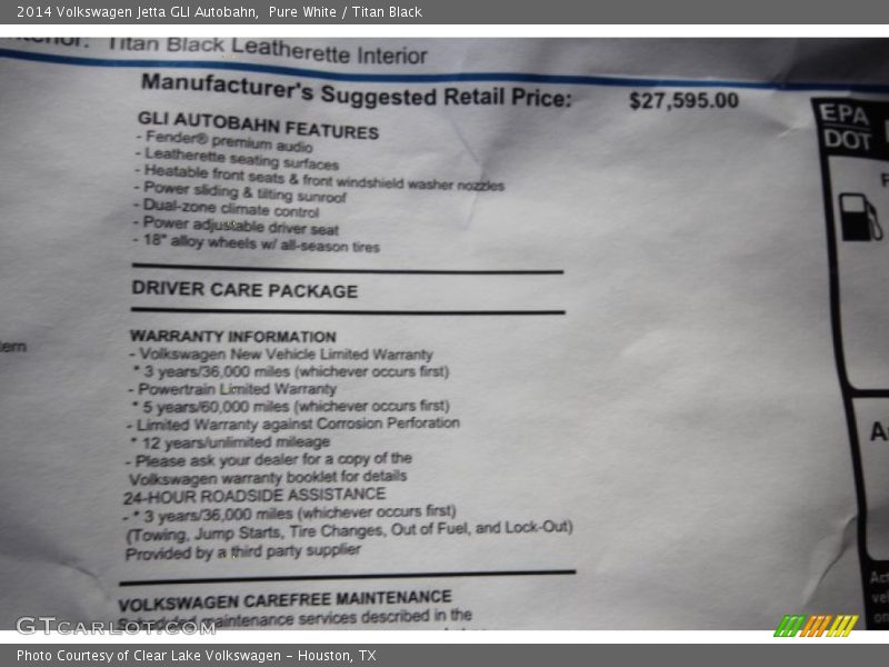 Pure White / Titan Black 2014 Volkswagen Jetta GLI Autobahn