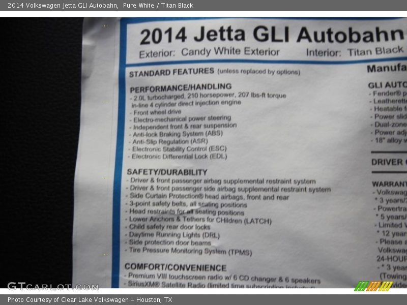 Pure White / Titan Black 2014 Volkswagen Jetta GLI Autobahn