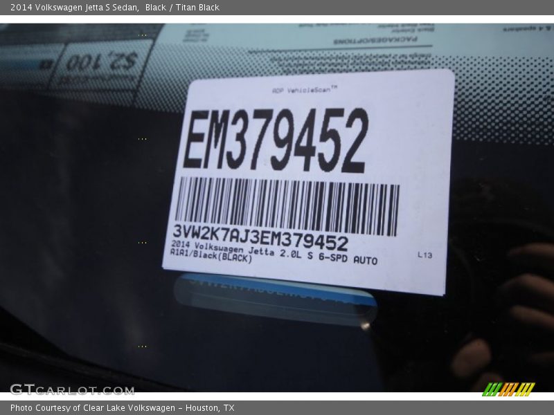 Black / Titan Black 2014 Volkswagen Jetta S Sedan
