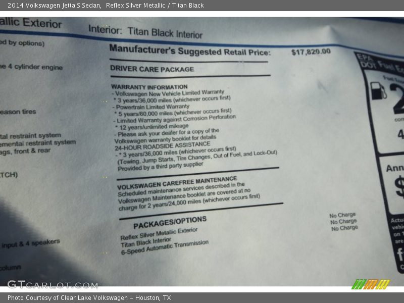 Reflex Silver Metallic / Titan Black 2014 Volkswagen Jetta S Sedan