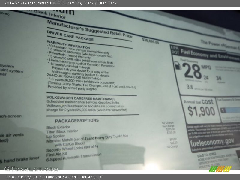 Black / Titan Black 2014 Volkswagen Passat 1.8T SEL Premium