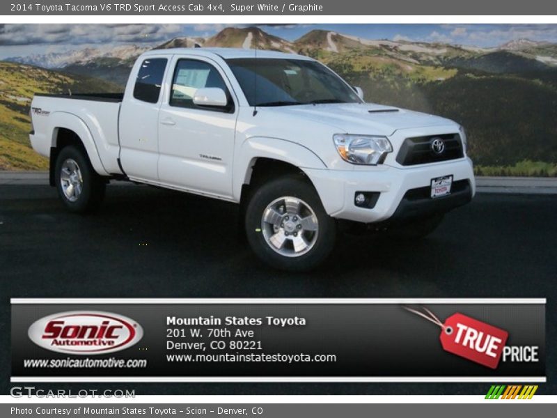 Super White / Graphite 2014 Toyota Tacoma V6 TRD Sport Access Cab 4x4