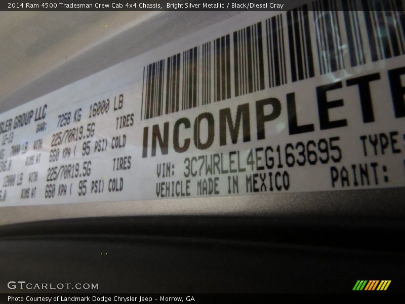 Bright Silver Metallic / Black/Diesel Gray 2014 Ram 4500 Tradesman Crew Cab 4x4 Chassis
