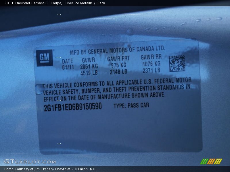 Silver Ice Metallic / Black 2011 Chevrolet Camaro LT Coupe