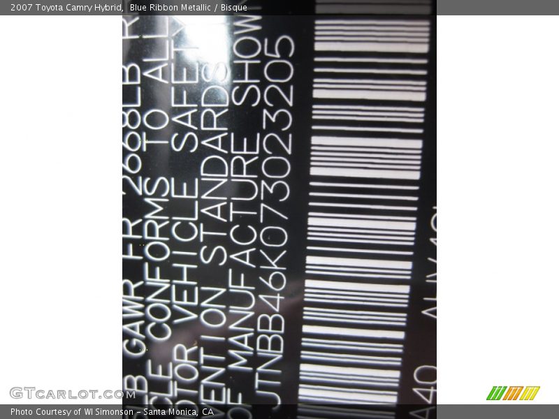 Blue Ribbon Metallic / Bisque 2007 Toyota Camry Hybrid