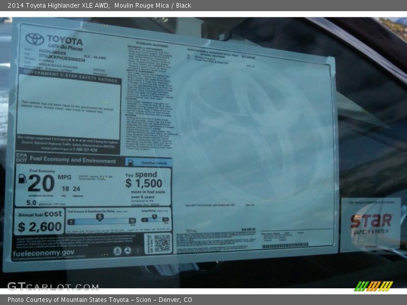Moulin Rouge Mica / Black 2014 Toyota Highlander XLE AWD