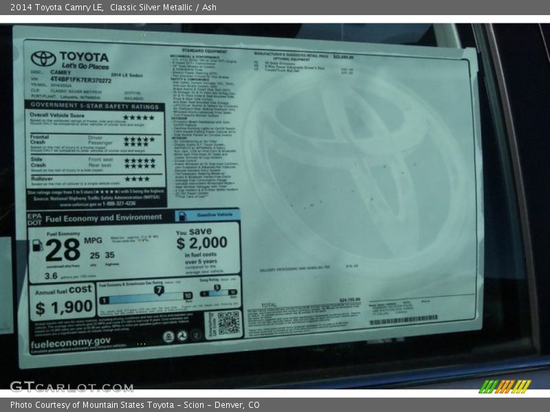 Classic Silver Metallic / Ash 2014 Toyota Camry LE