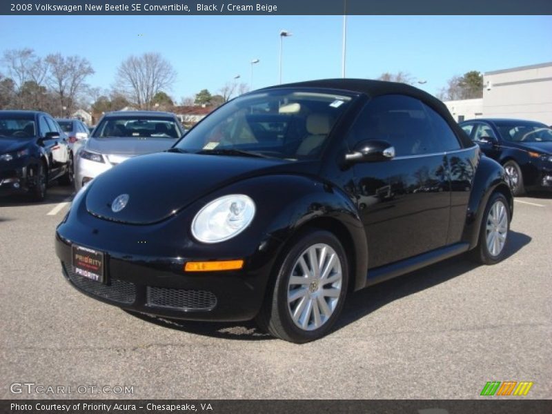 Black / Cream Beige 2008 Volkswagen New Beetle SE Convertible