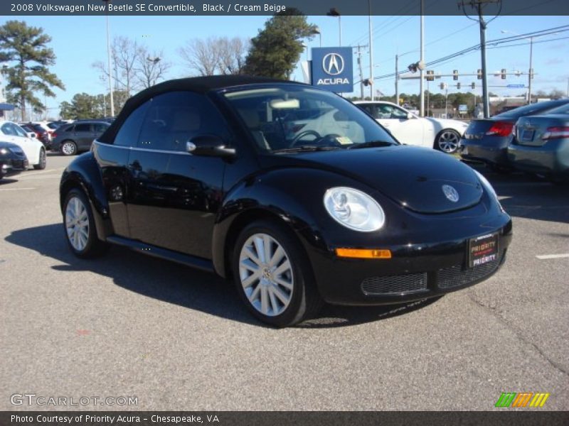 Black / Cream Beige 2008 Volkswagen New Beetle SE Convertible