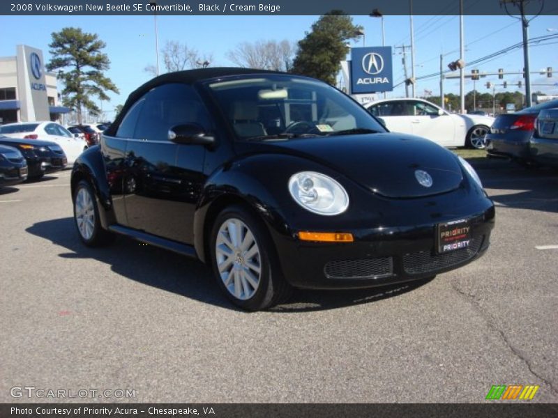 Black / Cream Beige 2008 Volkswagen New Beetle SE Convertible