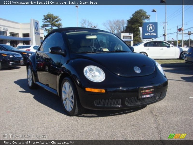 Black / Cream Beige 2008 Volkswagen New Beetle SE Convertible
