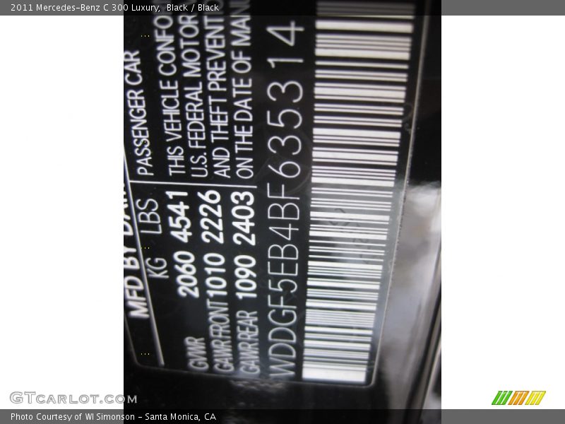 Black / Black 2011 Mercedes-Benz C 300 Luxury