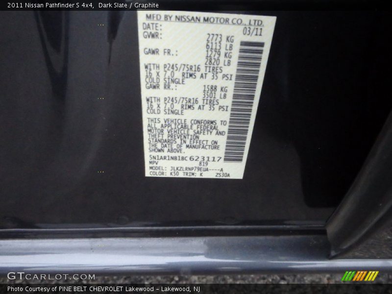 Dark Slate / Graphite 2011 Nissan Pathfinder S 4x4