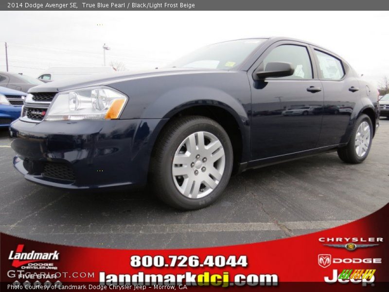 True Blue Pearl / Black/Light Frost Beige 2014 Dodge Avenger SE