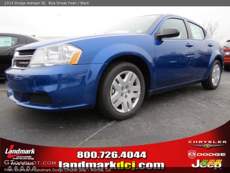 Blue Streak Pearl / Black 2014 Dodge Avenger SE