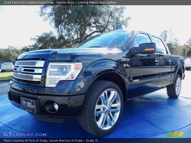 Tuxedo Black / Limited Marina Blue Leather 2014 Ford F150 Limited SuperCrew