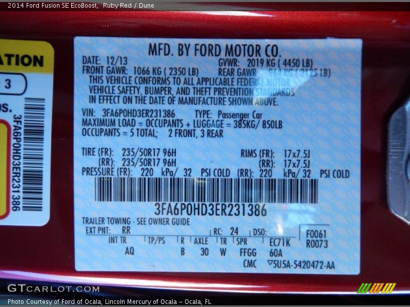 Ruby Red / Dune 2014 Ford Fusion SE EcoBoost