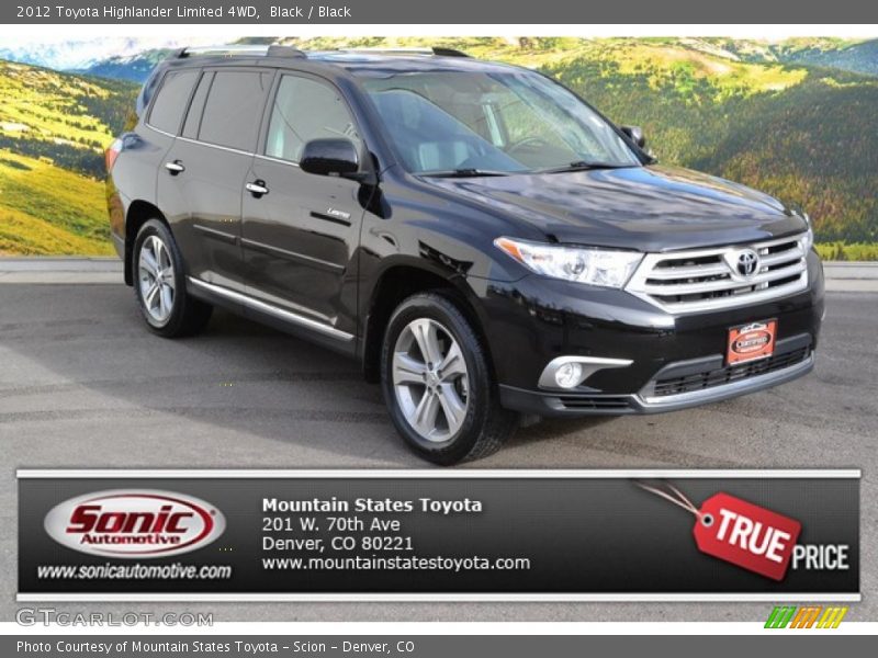 Black / Black 2012 Toyota Highlander Limited 4WD
