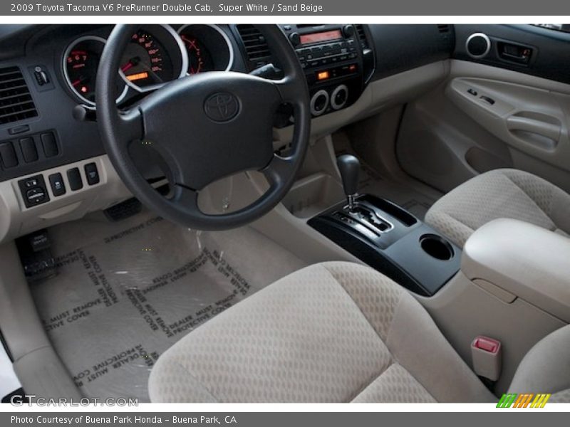 Super White / Sand Beige 2009 Toyota Tacoma V6 PreRunner Double Cab