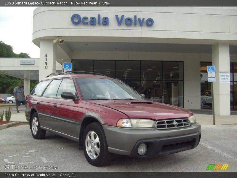 Ruby Red Pearl / Gray 1998 Subaru Legacy Outback Wagon