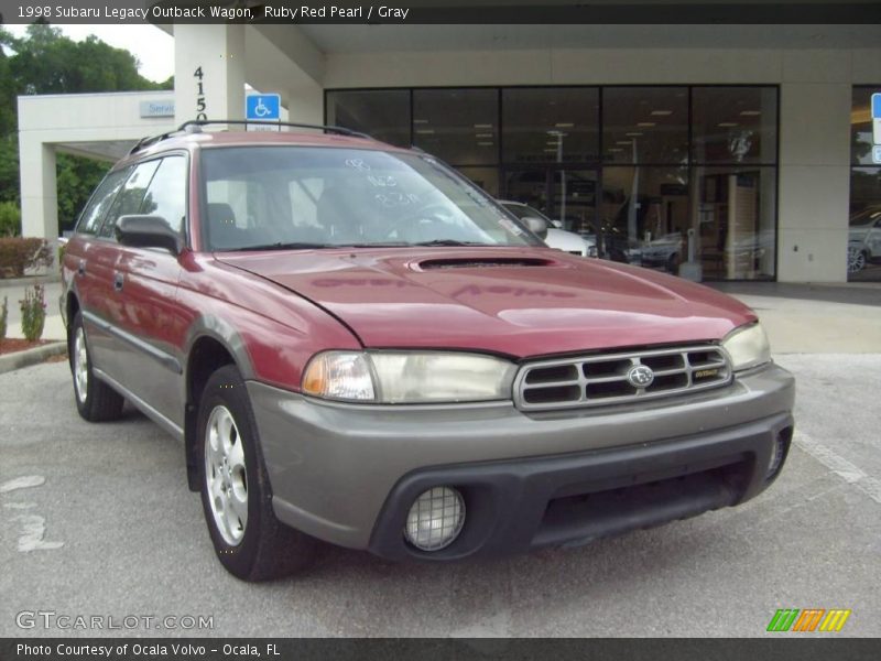 Ruby Red Pearl / Gray 1998 Subaru Legacy Outback Wagon