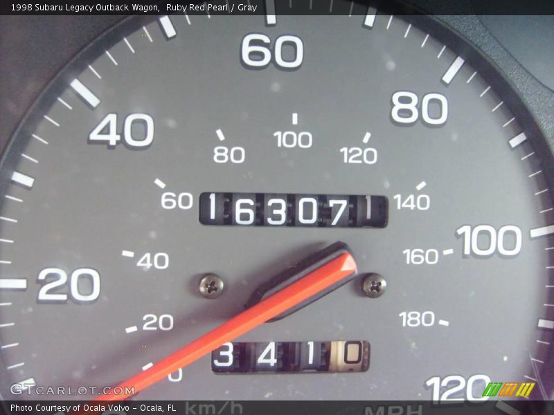Ruby Red Pearl / Gray 1998 Subaru Legacy Outback Wagon