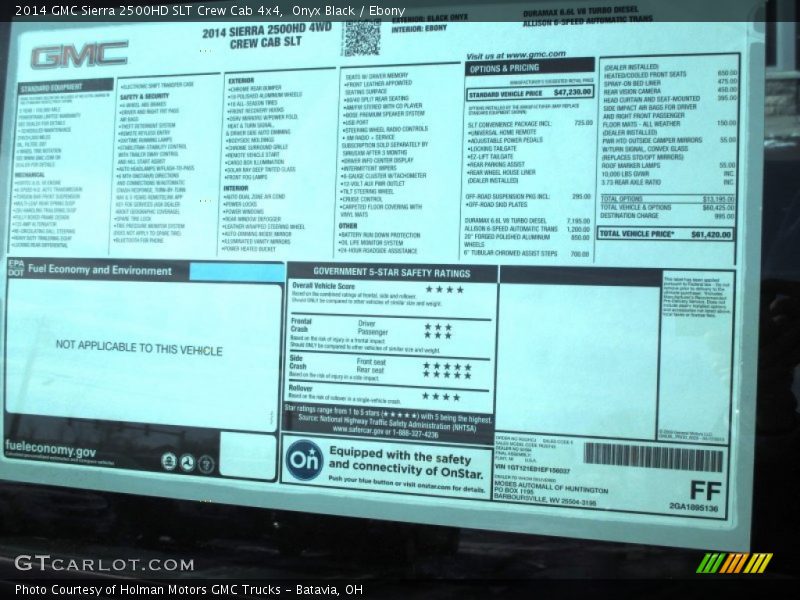  2014 Sierra 2500HD SLT Crew Cab 4x4 Window Sticker