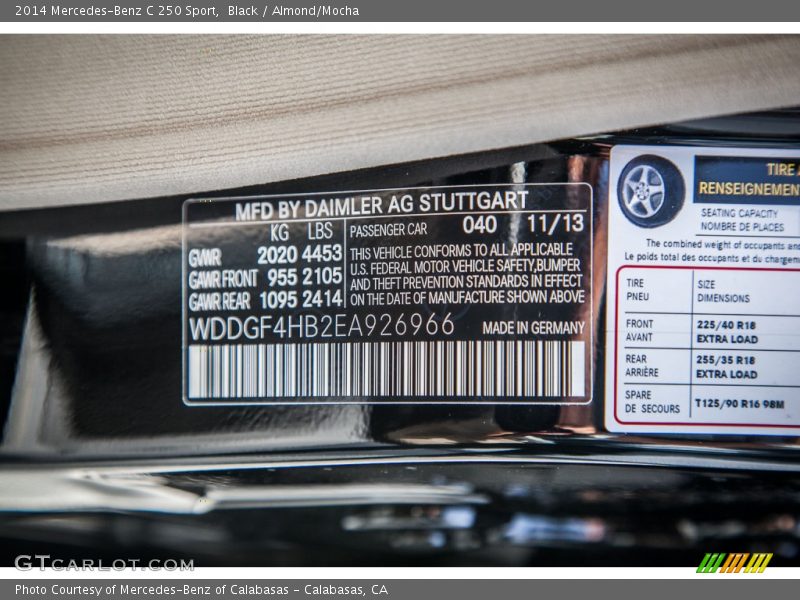 Black / Almond/Mocha 2014 Mercedes-Benz C 250 Sport