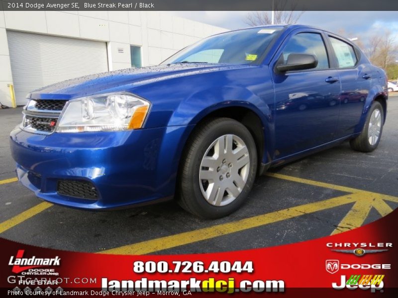 Blue Streak Pearl / Black 2014 Dodge Avenger SE