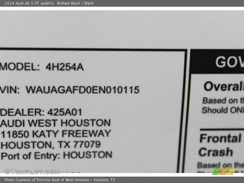 Brilliant Black / Black 2014 Audi A8 3.0T quattro
