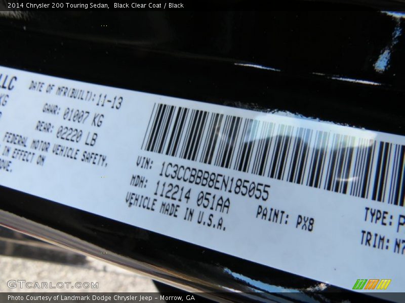Black Clear Coat / Black 2014 Chrysler 200 Touring Sedan