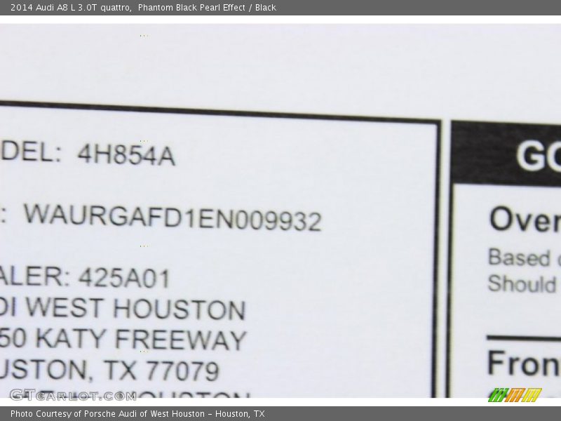 Phantom Black Pearl Effect / Black 2014 Audi A8 L 3.0T quattro