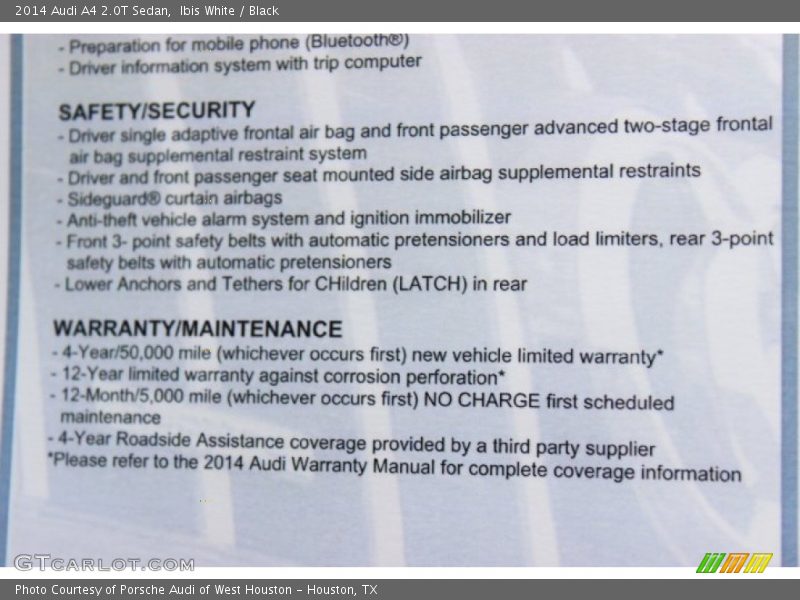 Ibis White / Black 2014 Audi A4 2.0T Sedan