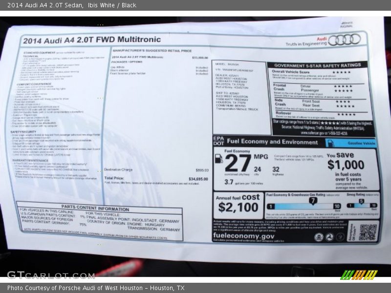 Ibis White / Black 2014 Audi A4 2.0T Sedan