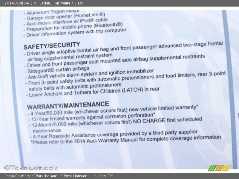 Ibis White / Black 2014 Audi A4 2.0T Sedan