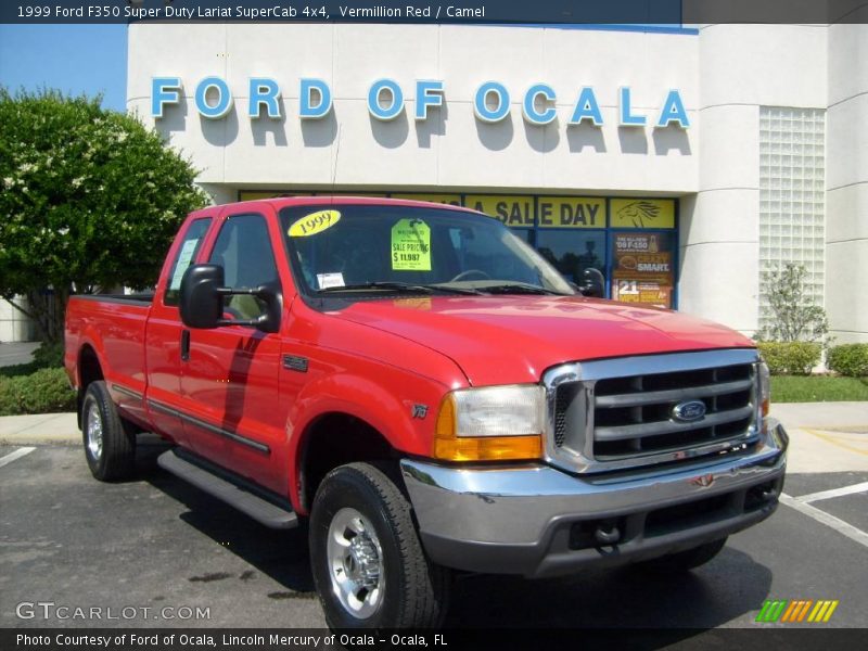 Vermillion Red / Camel 1999 Ford F350 Super Duty Lariat SuperCab 4x4