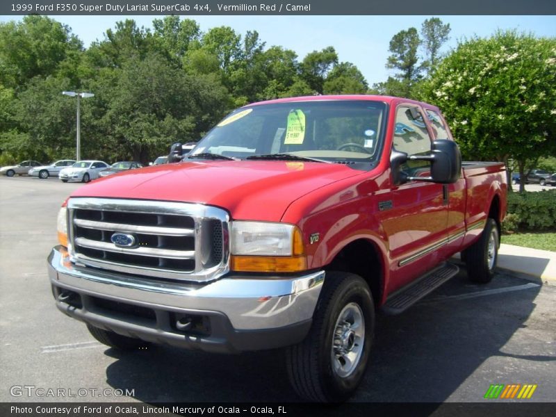 Vermillion Red / Camel 1999 Ford F350 Super Duty Lariat SuperCab 4x4