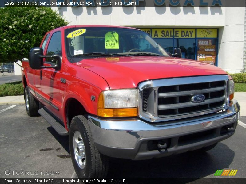 Vermillion Red / Camel 1999 Ford F350 Super Duty Lariat SuperCab 4x4