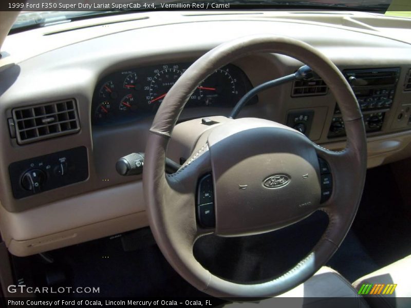 Vermillion Red / Camel 1999 Ford F350 Super Duty Lariat SuperCab 4x4