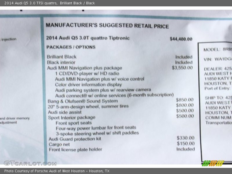 Brilliant Black / Black 2014 Audi Q5 3.0 TFSI quattro