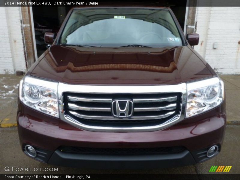 Dark Cherry Pearl / Beige 2014 Honda Pilot EX 4WD