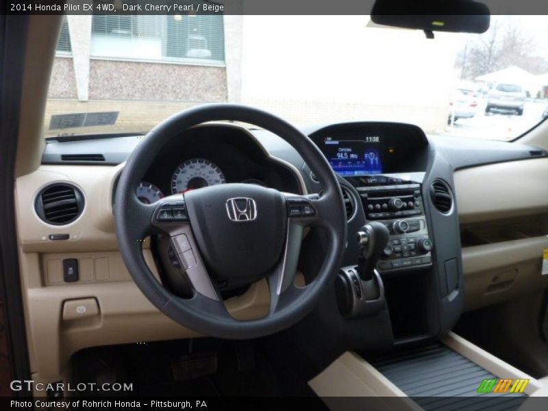 Dark Cherry Pearl / Beige 2014 Honda Pilot EX 4WD